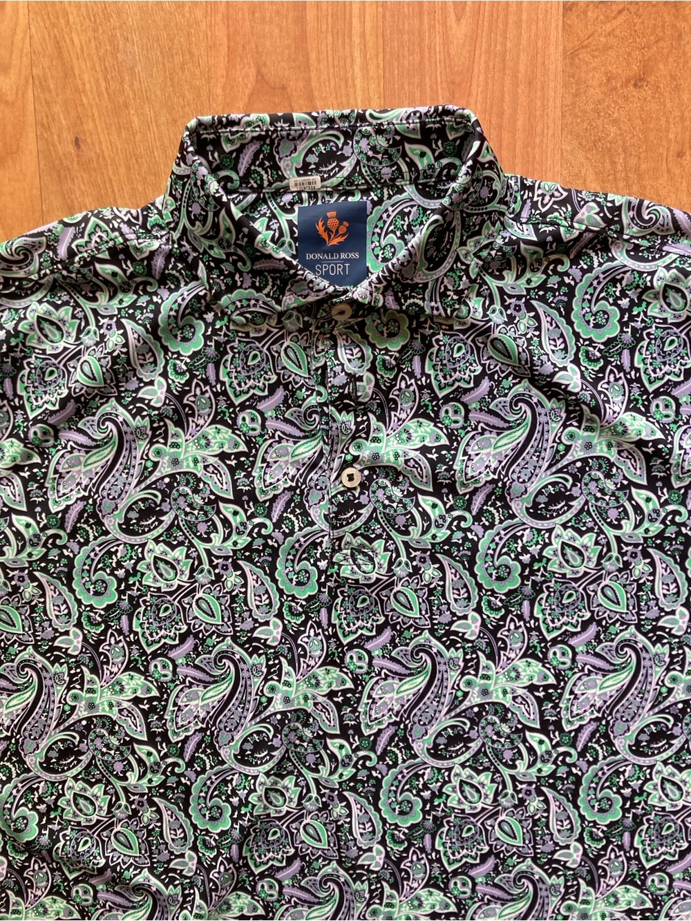 Donald Ross Sport Fit Abstract Paisley Mens M Polo Shirt 4-way Stretch UPF 50